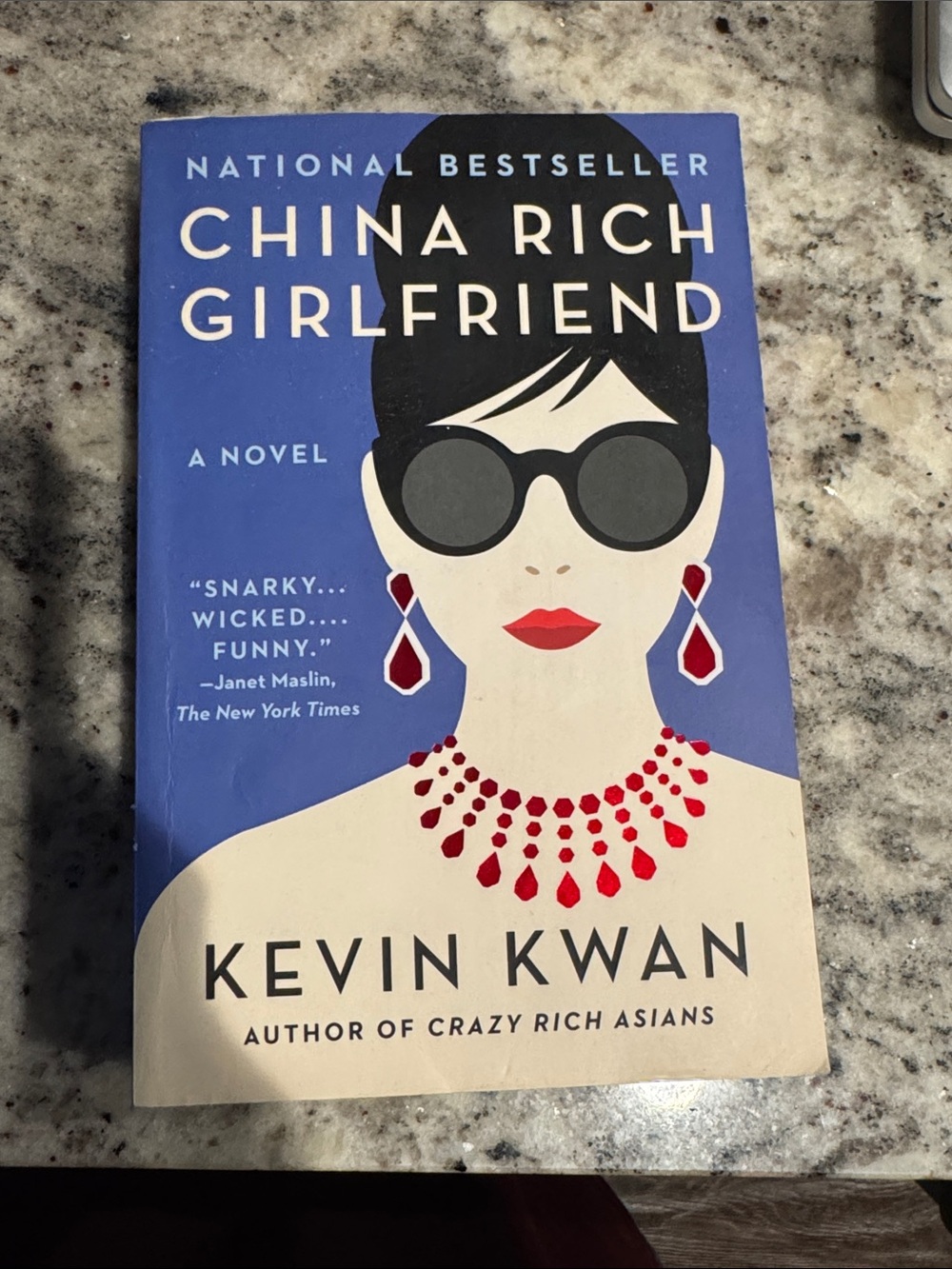 China Rich Girlfriend by Kevin Kwan - Blue Cover with Red Accents